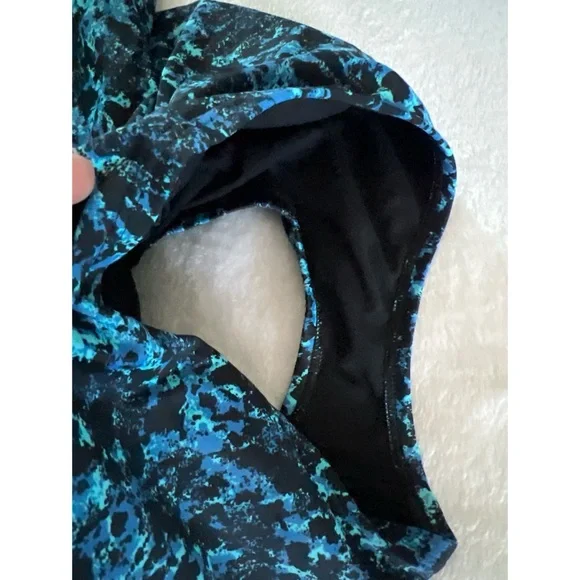 EUC Blue and Black One-Piece Swimsuit - Picture 3 of 5